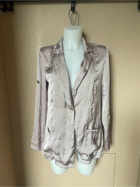 Satin Light Taupe Blazer Jacket